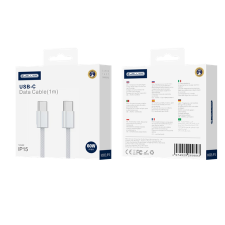 JELLICO Kabel IP15 USB-C - USB-C PD 60W 1M weiss
